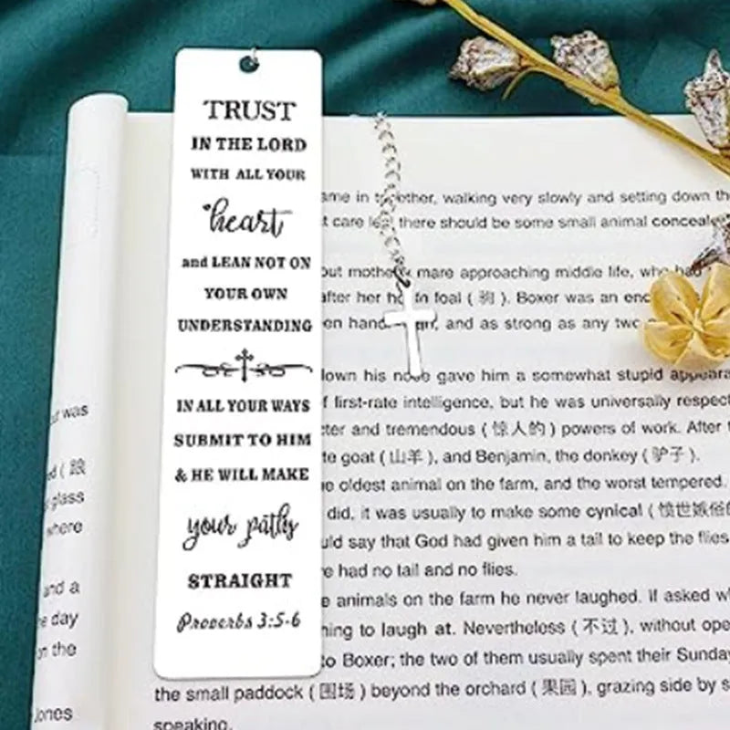 Stainless steel Family Bible Verse bookmark with engraved scripture in CFS5170 Steel Colour