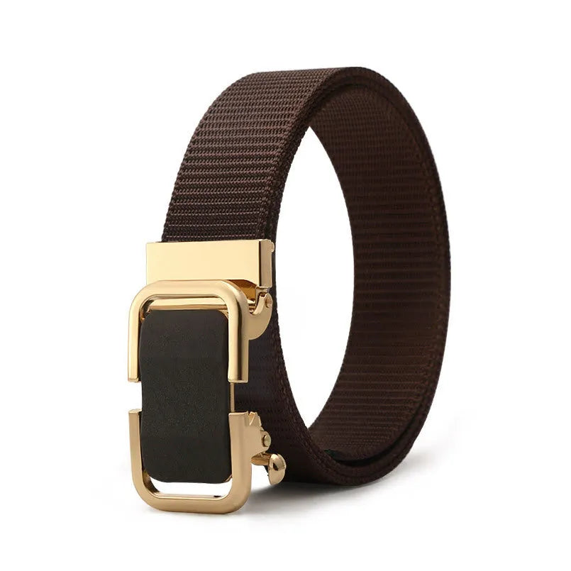 Toothless nylon canvas men's belt with alloy buckle in multiple colour options