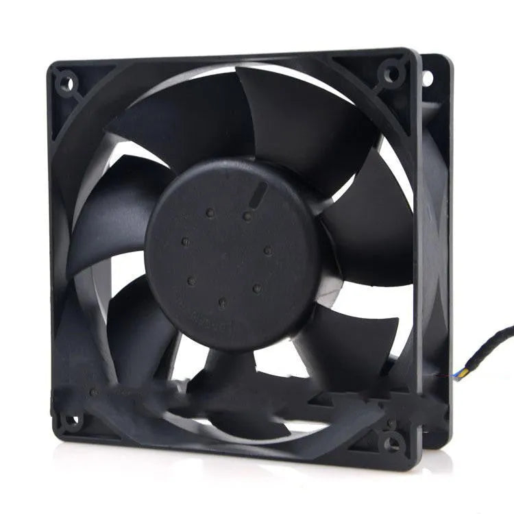 Delta AFC1212DE 12038 12V 1.6A PWM cooling fan with black frame and four-wire cable
