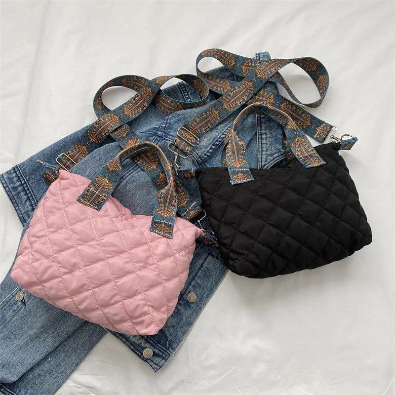 Urban simplicity shoulder messenger bag in Oxford cloth with embroidery detailing and single strap
