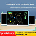 19-inch LCD children's drawing board in blue and white or pink and white colours, showing a colourful doodle on screen.