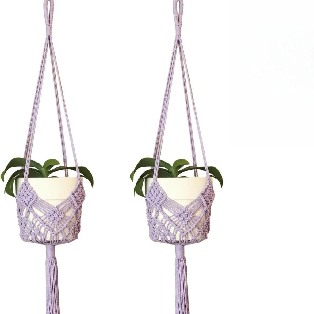 Hand-woven polyester cotton flower pot in minimalist design with textured surface