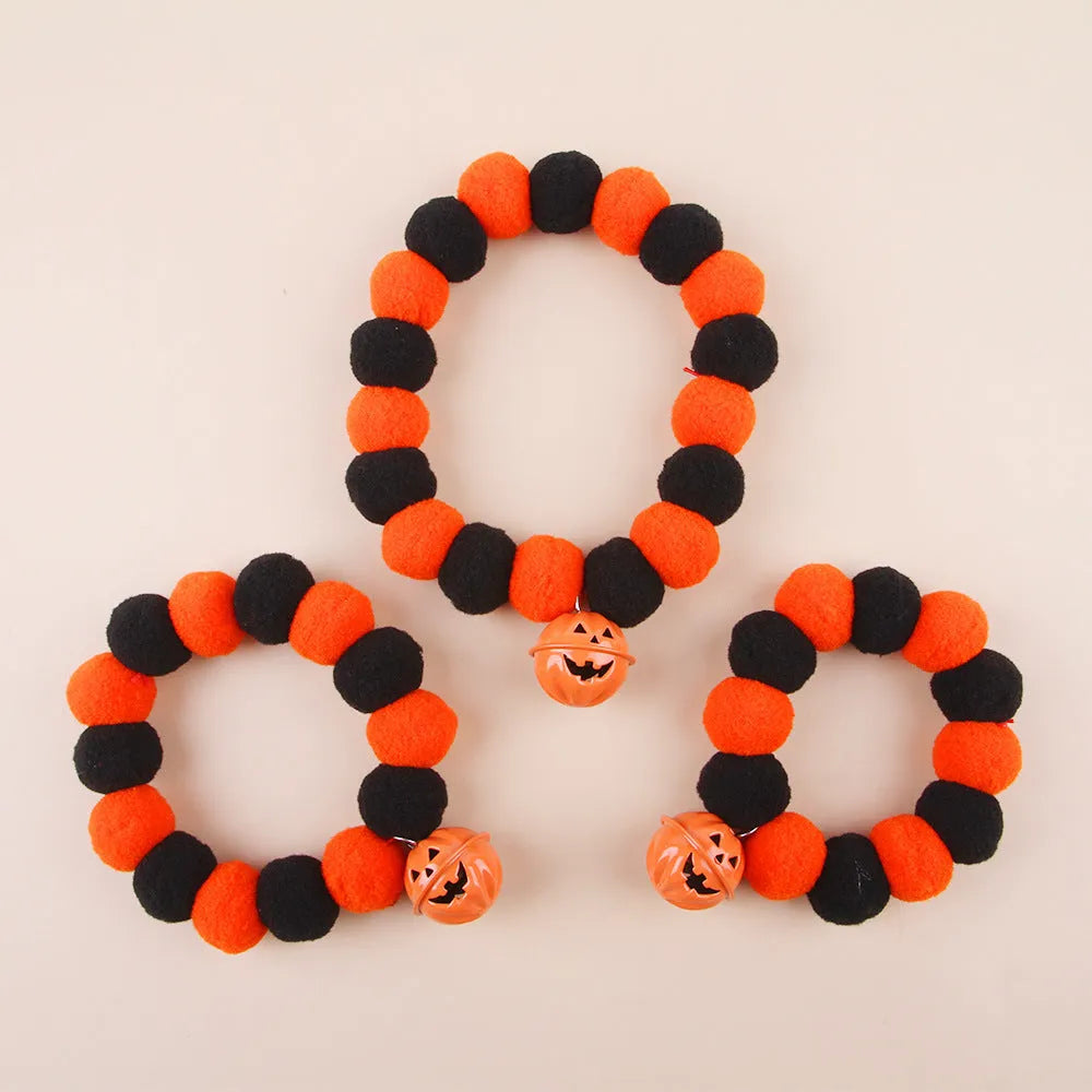 Halloween pumpkin design cat collar with metal buckle in three adjustable sizes