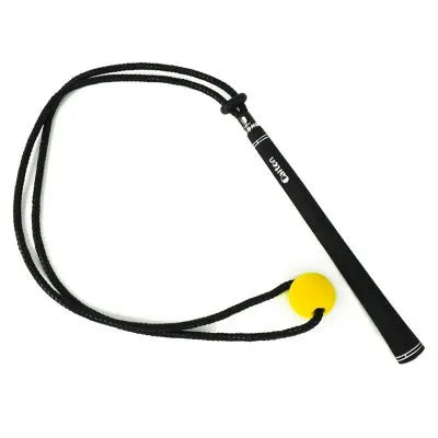 Black silicone elastic golf swing training rope extended to full length
