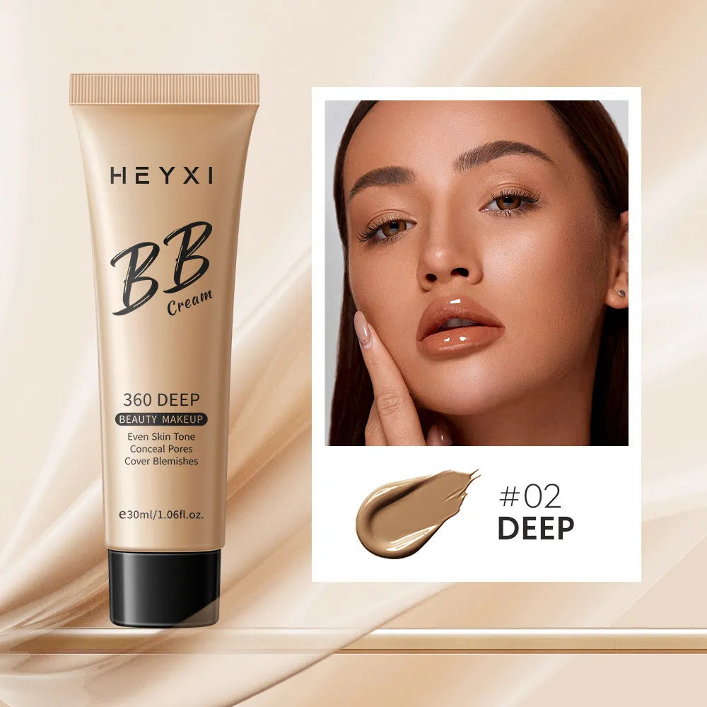 BB Cream makeup bottle in one of four shade colours: 01, 02, 03, or 04.