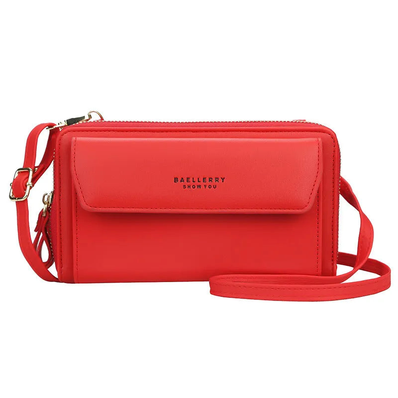 Ladies long wallet double zipper bag in soft PU leather with large capacity design