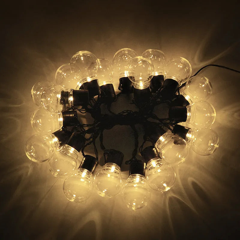 10-metre solar-powered decorative light string with 40 LED bulbs for outdoor festival and tent decoration