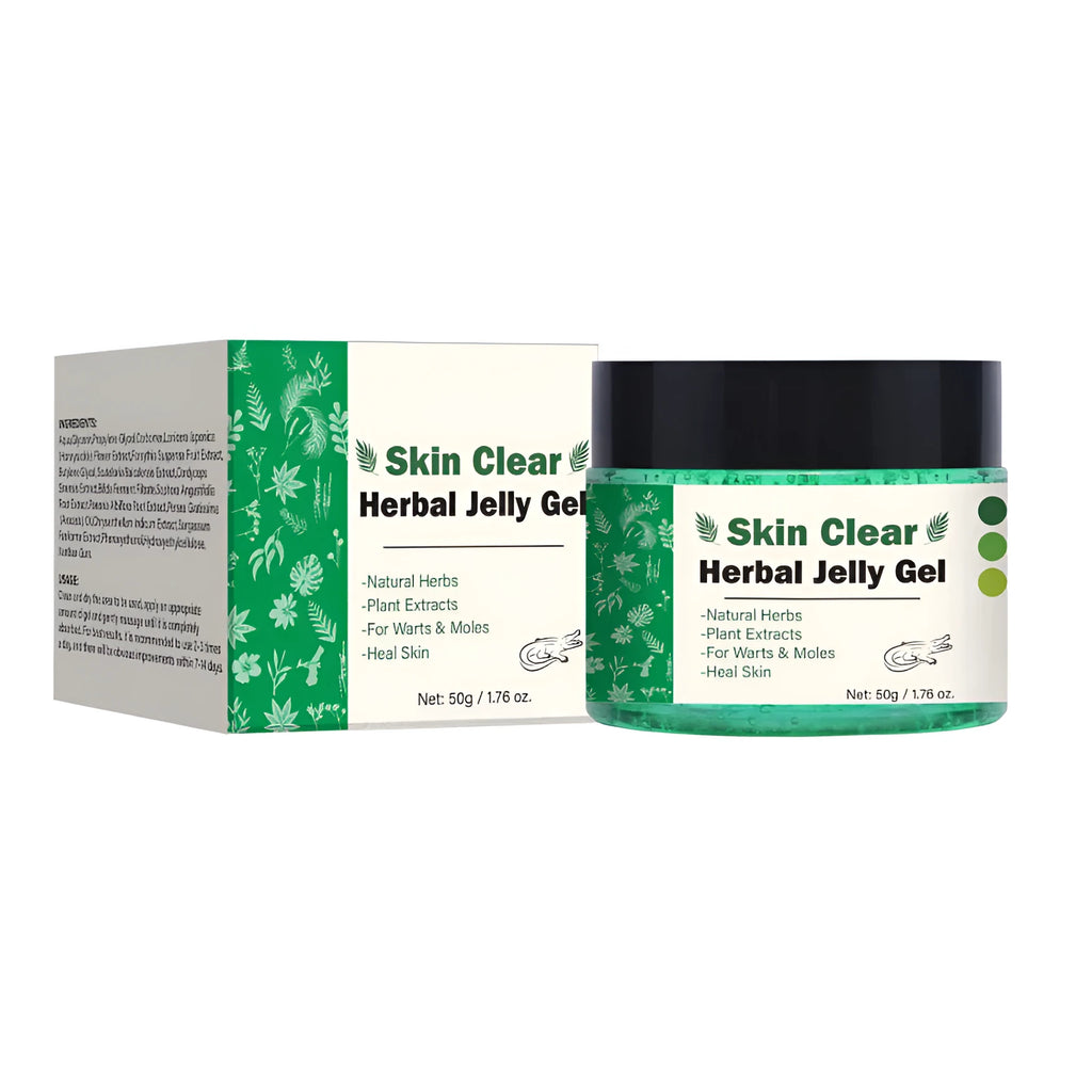 Clear herbal gel in 50g container for face and body moisturising with cooling texture