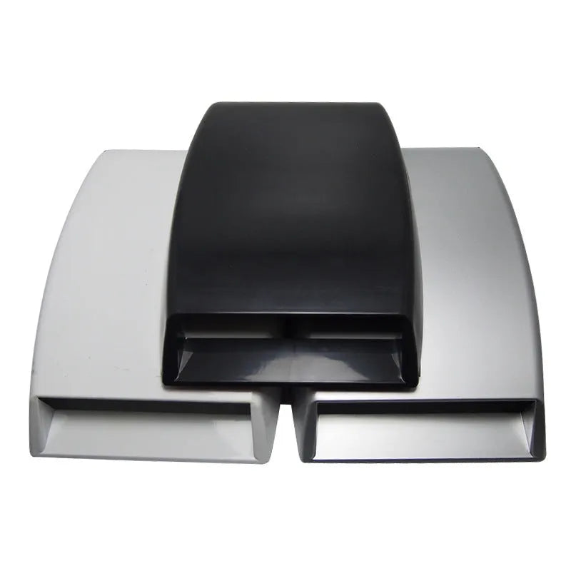 Car dashboard decorative air vent accessory in ABS plastic showing black, white, and silver colour options