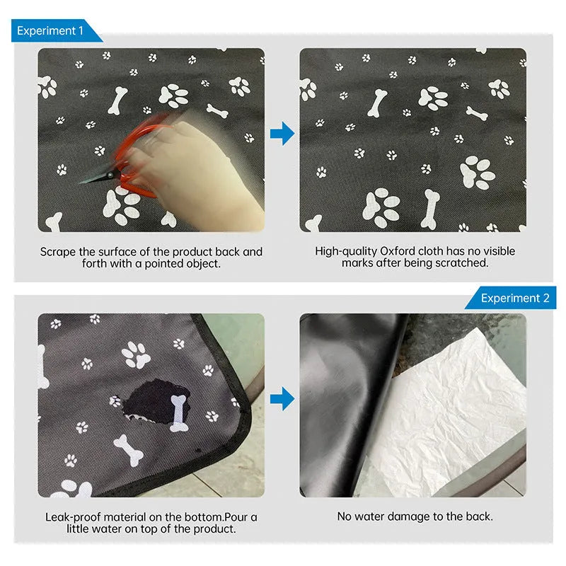 Water resistant cloth car pet mat for dogs in rear seat with dog bone print pattern