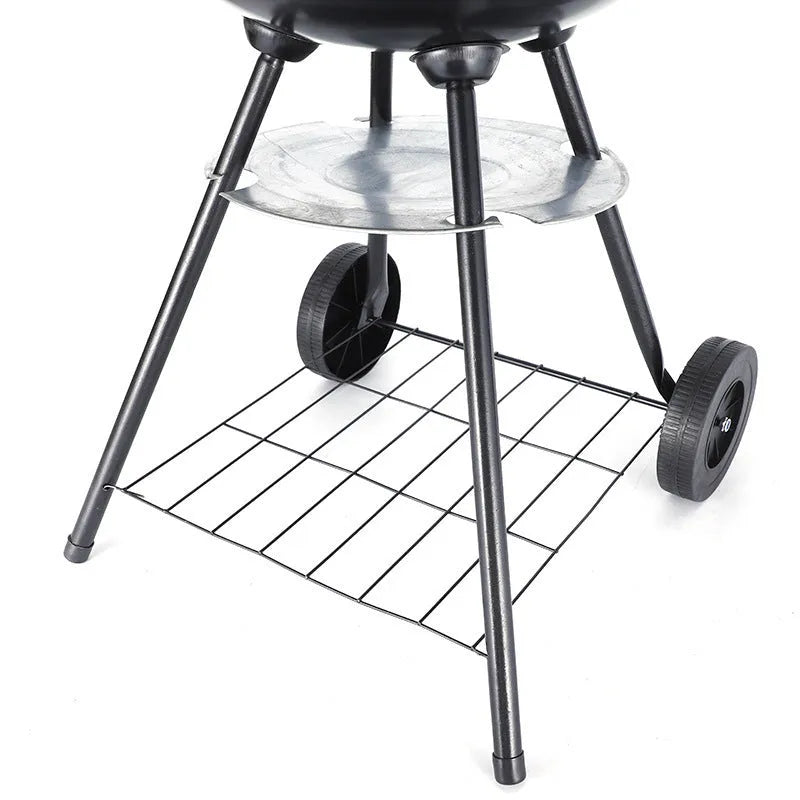 14-inch portable barbecue grill with iron construction and apple stove design for outdoor cooking