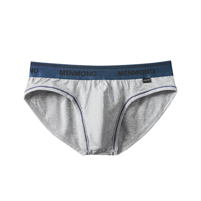 Men's low-waist cotton briefs shown in a two-tone colour combination, such as black with red trim.