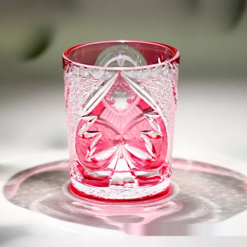 Crystal glass hand carved golden red owl wine glass with 201-300ml capacity