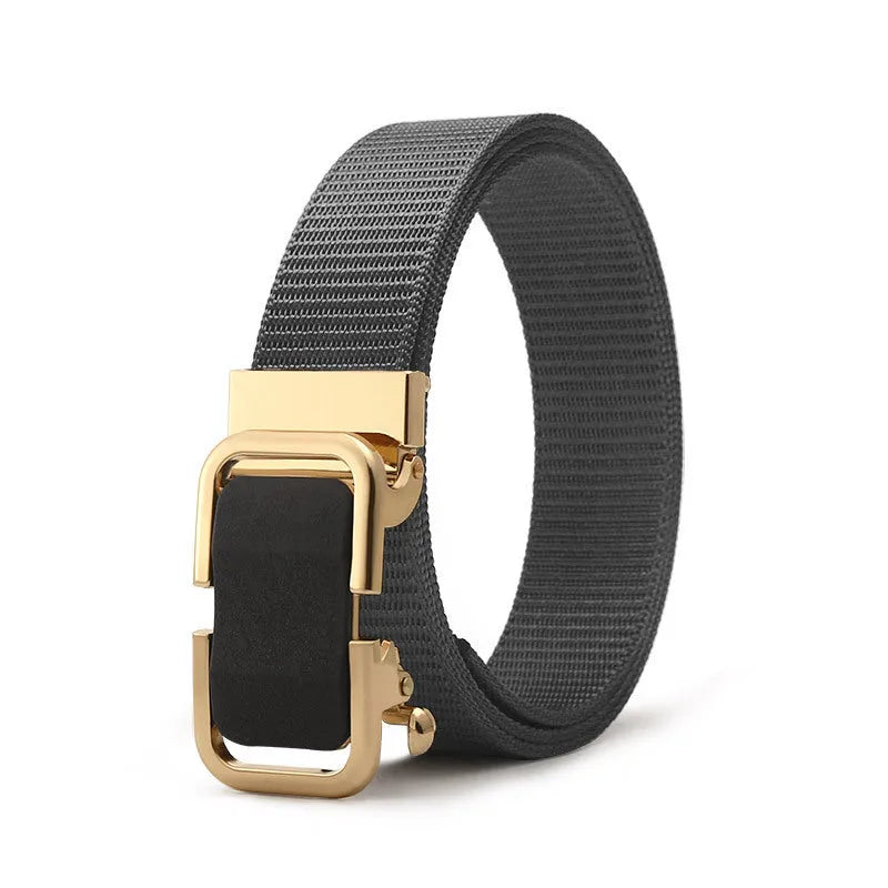 Toothless nylon canvas men's belt with alloy buckle in multiple colour options