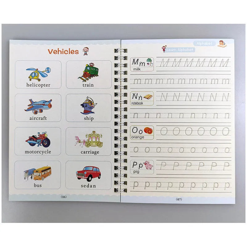 Four magic calligraphy copybooks with stylus pen for children's handwriting practice