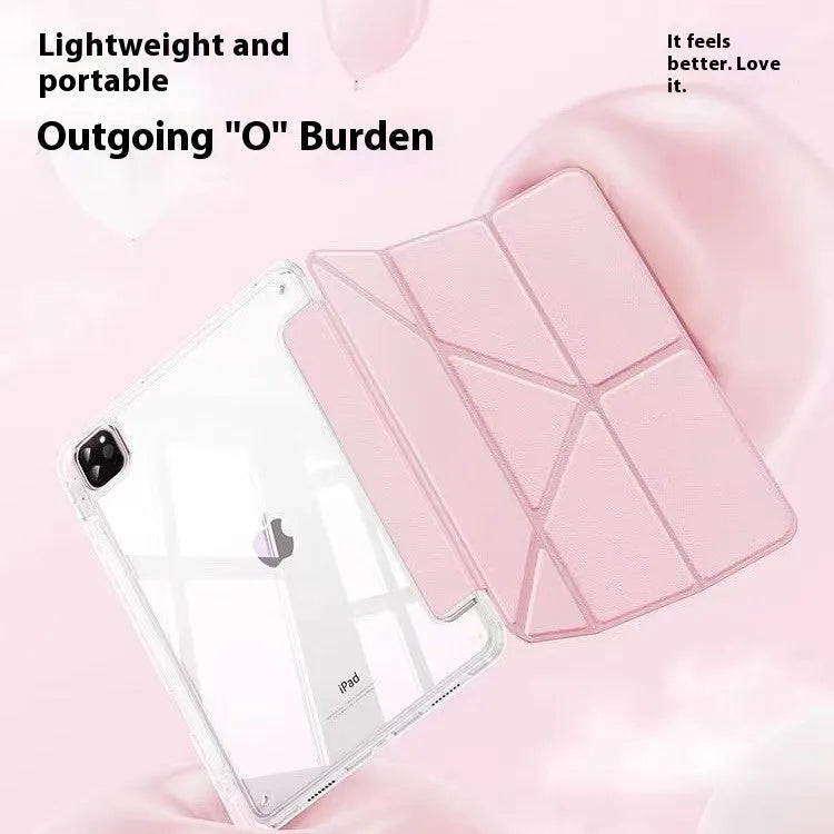 Transparent acrylic tablet protective cover with magnetic bracket for iPad models