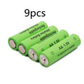Green AA alkaline rechargeable battery with 3000mAh 1.5V label