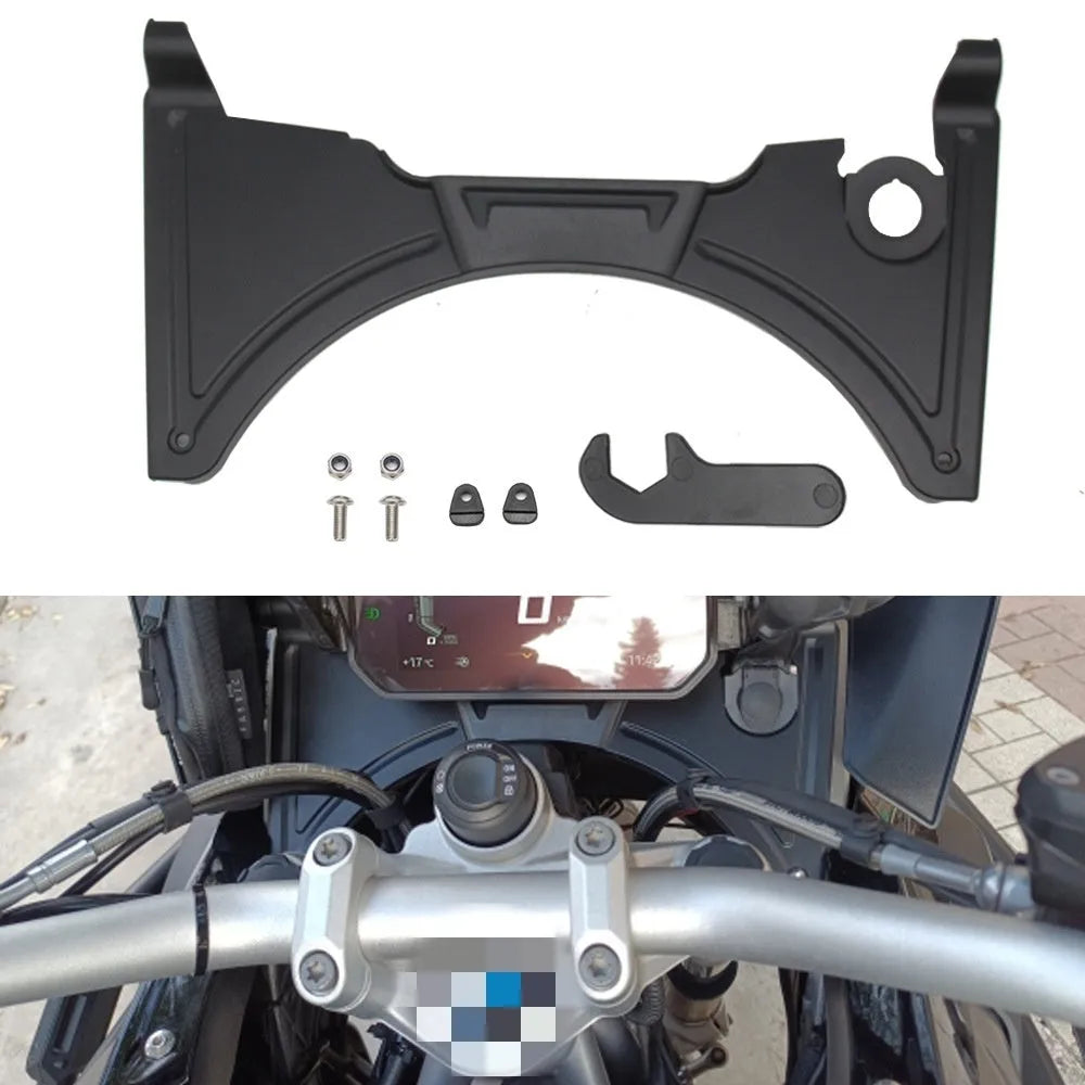 Black motorcycle cockpit fairing for BMW R1250GS and R1200GS adventure bikes