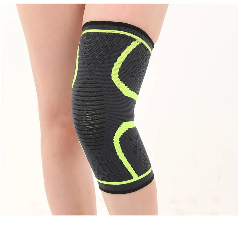 Black double corrugated non-slip sports kneecaps for basketball and running.