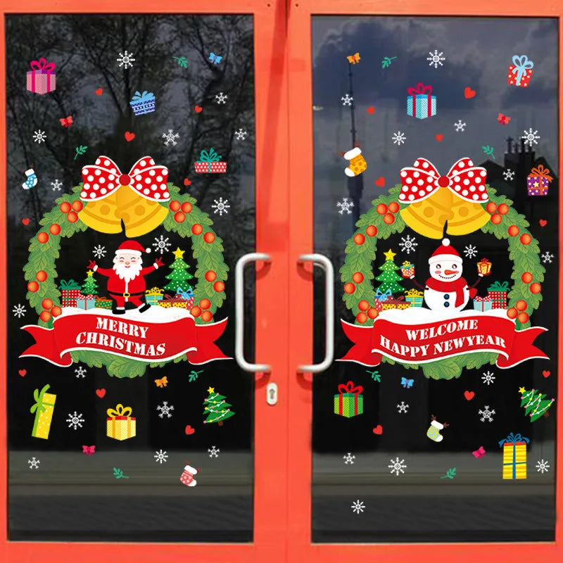 Large colourful cartoon static cling wall sticker on a bedroom window, showing two 60x45cm PVC panels