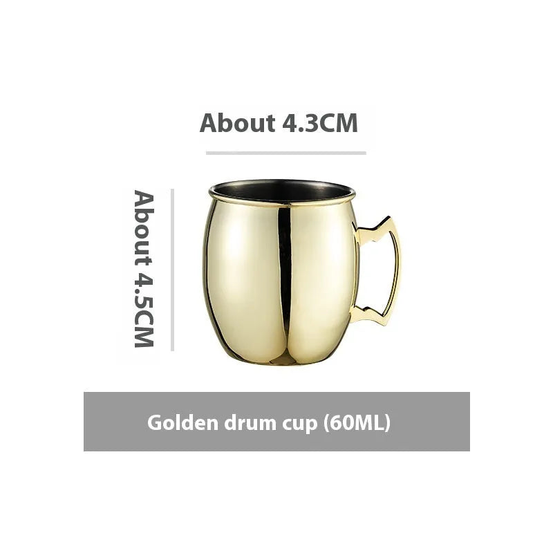 Stainless steel Moscow Mule copper plated cup with glass lining and hammer point texture