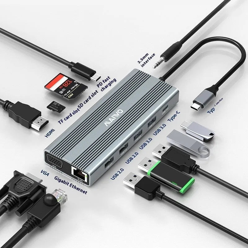 Steam Deck docking station with HDMI, Ethernet, and USB 3.0 ports in aluminium shell