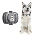 Black pet GPS locator device with hanging rope attachment for dog or cat collar mounting
