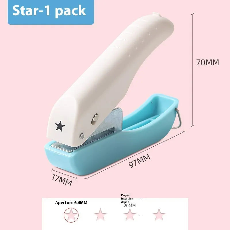 Small manual punching machine for creating Love, Round 4mm, Round 6mm, and Star embossed patterns
