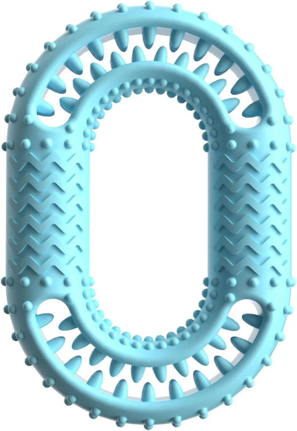 Blue O-ring shaped dog chew toy for aggressive chewers and teeth cleaning