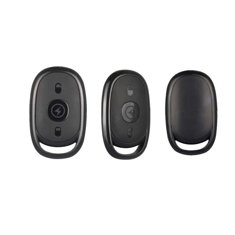 Compact black ABS plastic car remote control key fob with three buttons.
