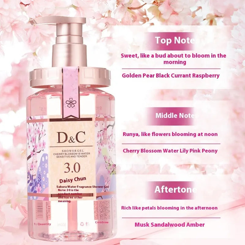 Sakura shampoo, hair mask conditioner, and shower gel set with 500ml bottles