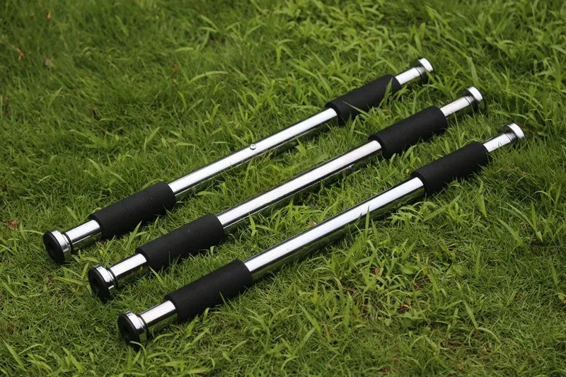 Steel adjustable width horizontal pull-up bar for door frame fitness training