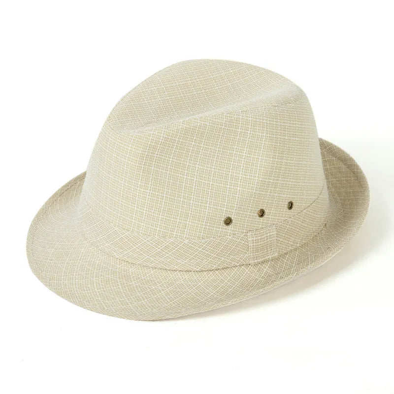 Men's fedora hat in suit material or linen available in sizes 57cm to 60cm circumference