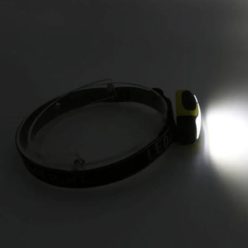 Yellow plastic three-speed headlamp with COB LED for outdoor night activities