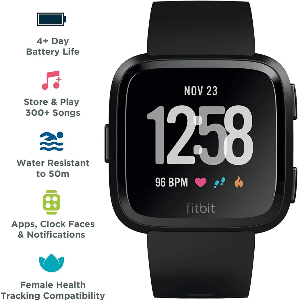 Black waterproof smart watch with heart rate monitor on a silicone wrist strap, showing a 1.4-inch screen.