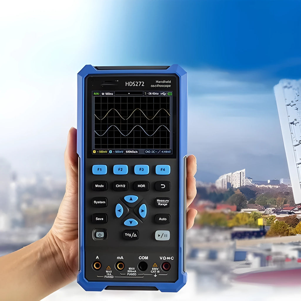 Owon HDS272 handheld digital oscilloscope with colour screen for automotive diagnostics