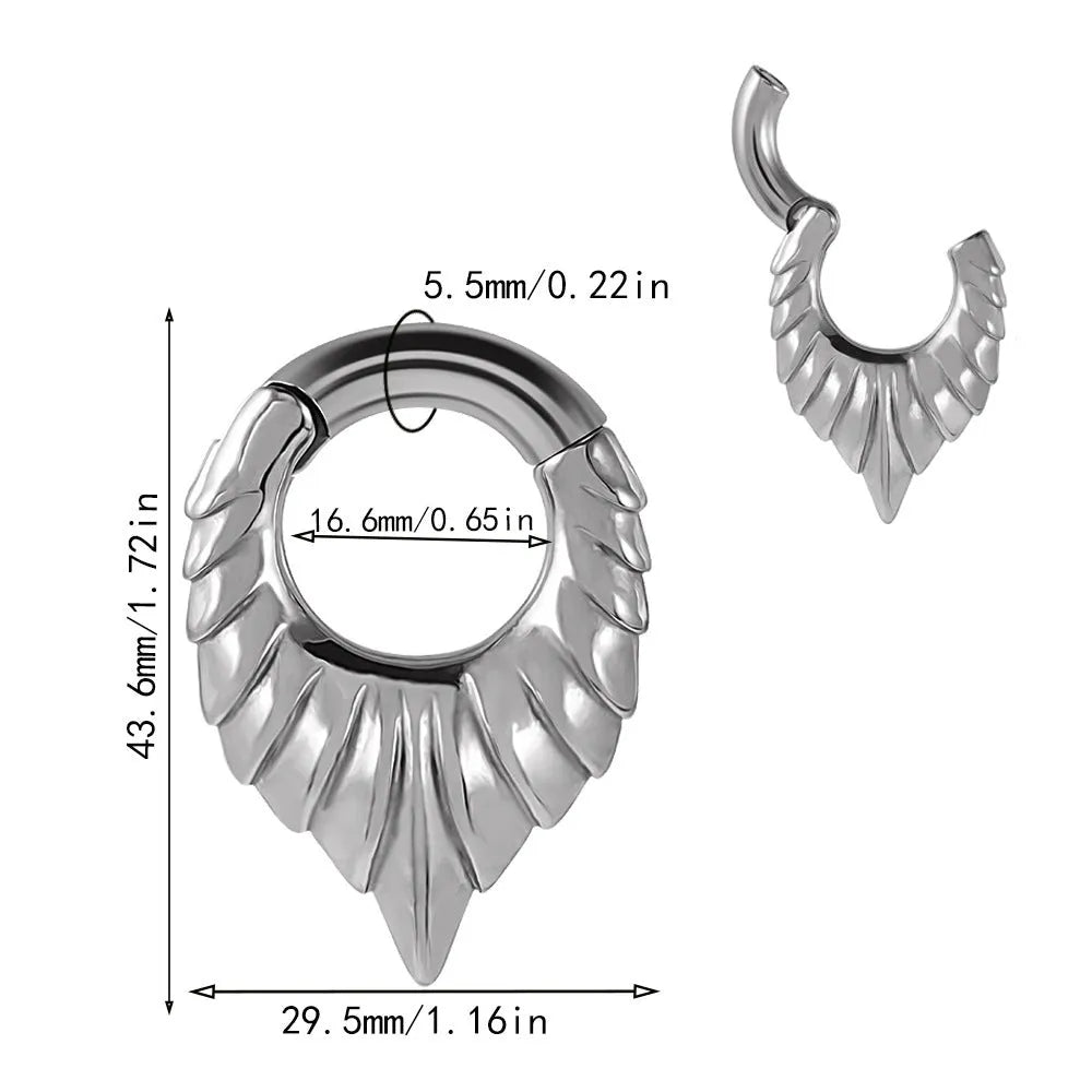 Drop-shaped stainless steel ear extender with totem pattern in round hanging egg shape