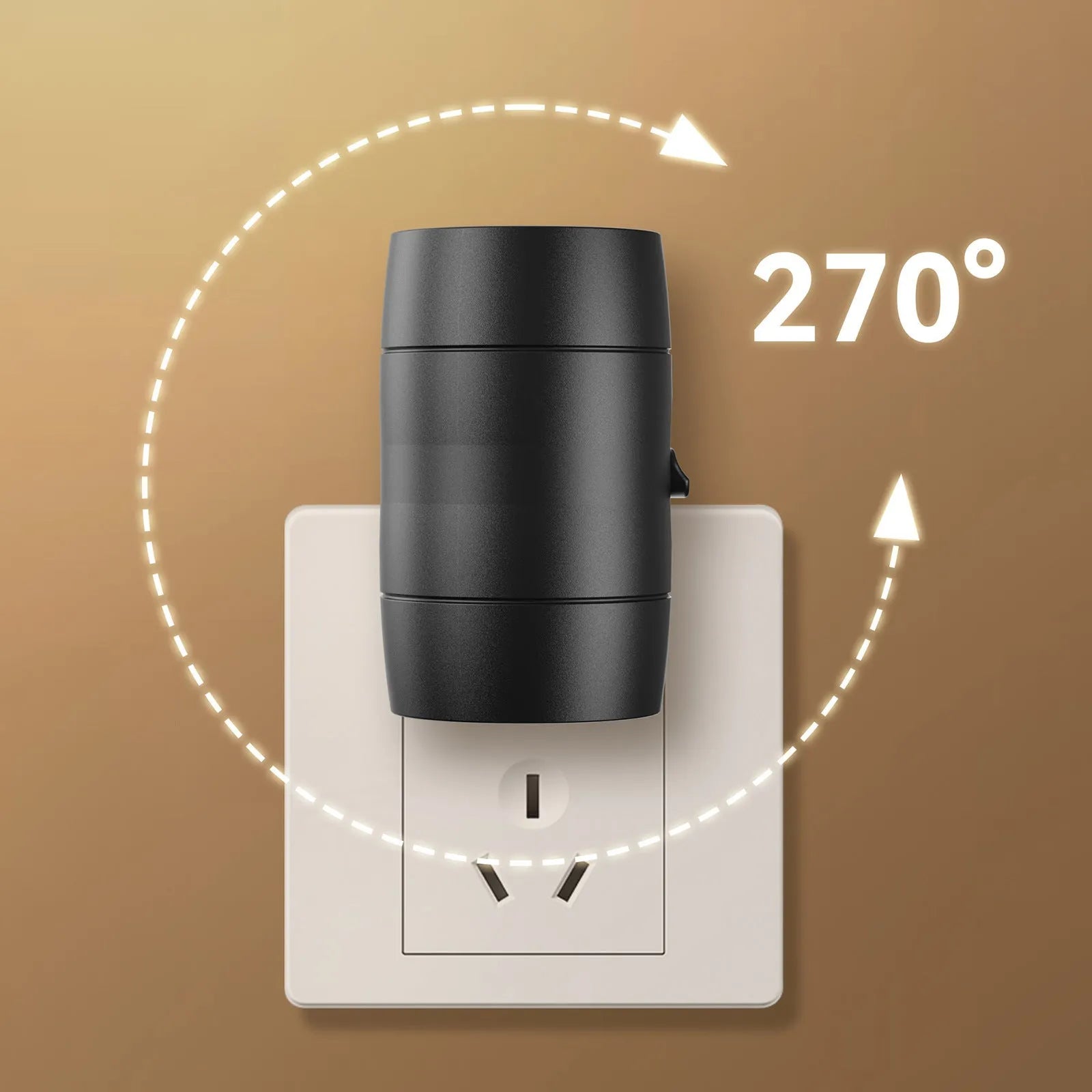 Small white induction night lamp with adjustable brightness dial and rotatable head plugged directly into wall socket