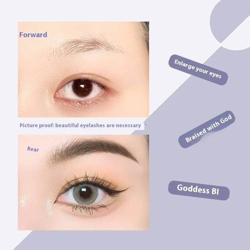 Black V-shaped fairy fishtail false eyelashes showing thick segment design in natural long style