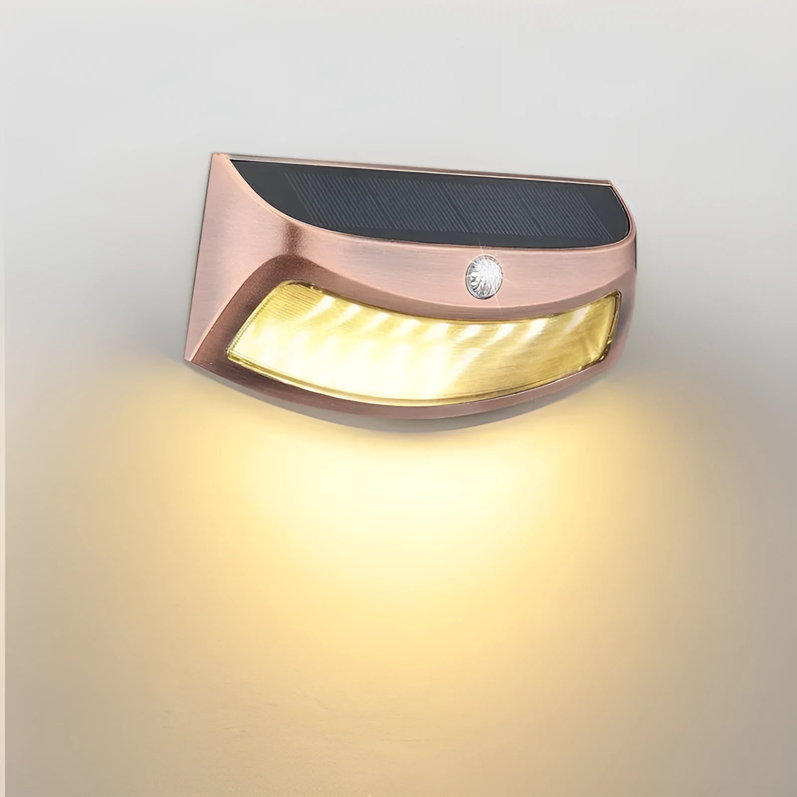 Solar-powered smiling face garden wall light with IP65 weather protection for outdoor courtyard and villa lighting