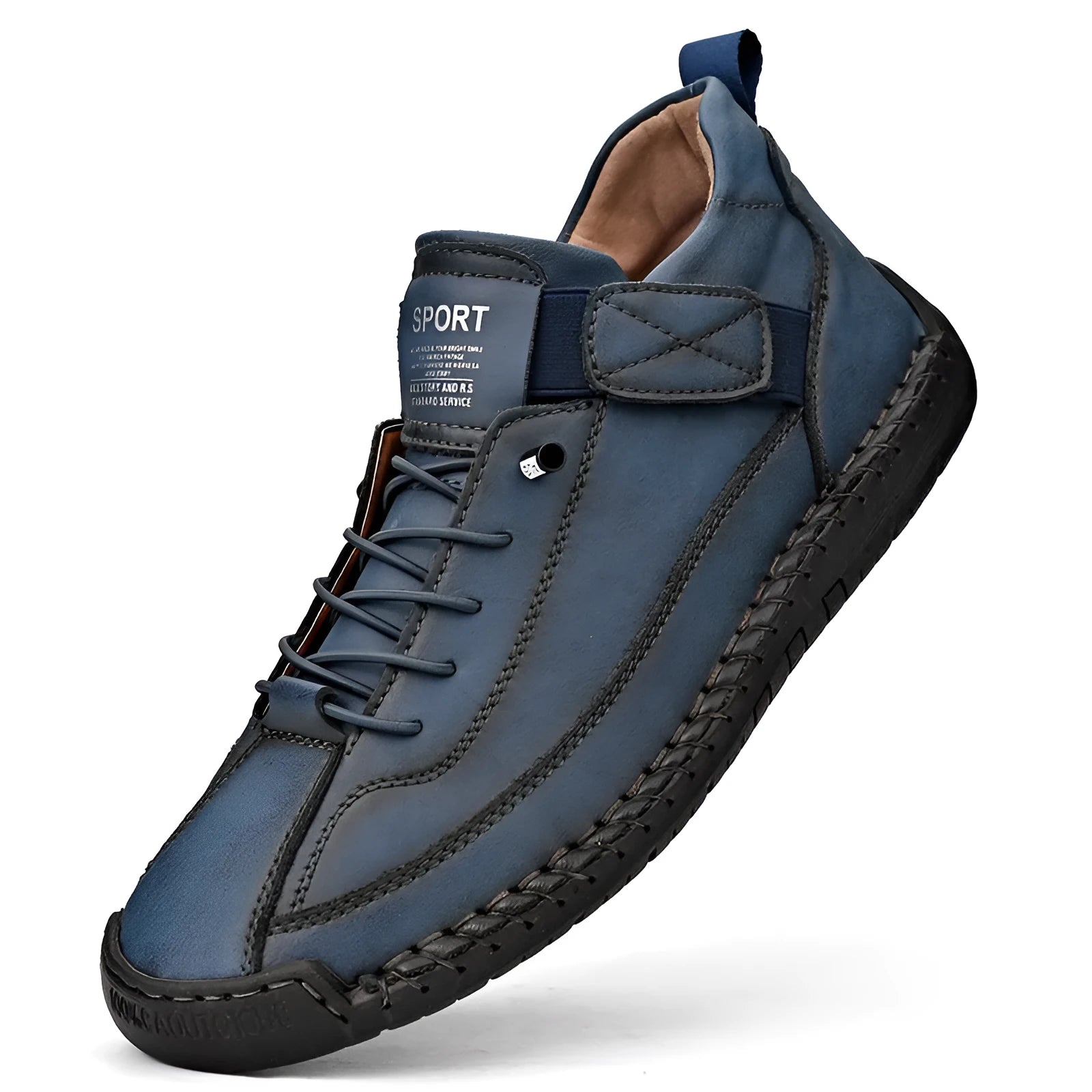 Men's mid-top Martin boot in multiple colours showing microfiber upper, round toe, flat heel, and tooling stitching detail.
