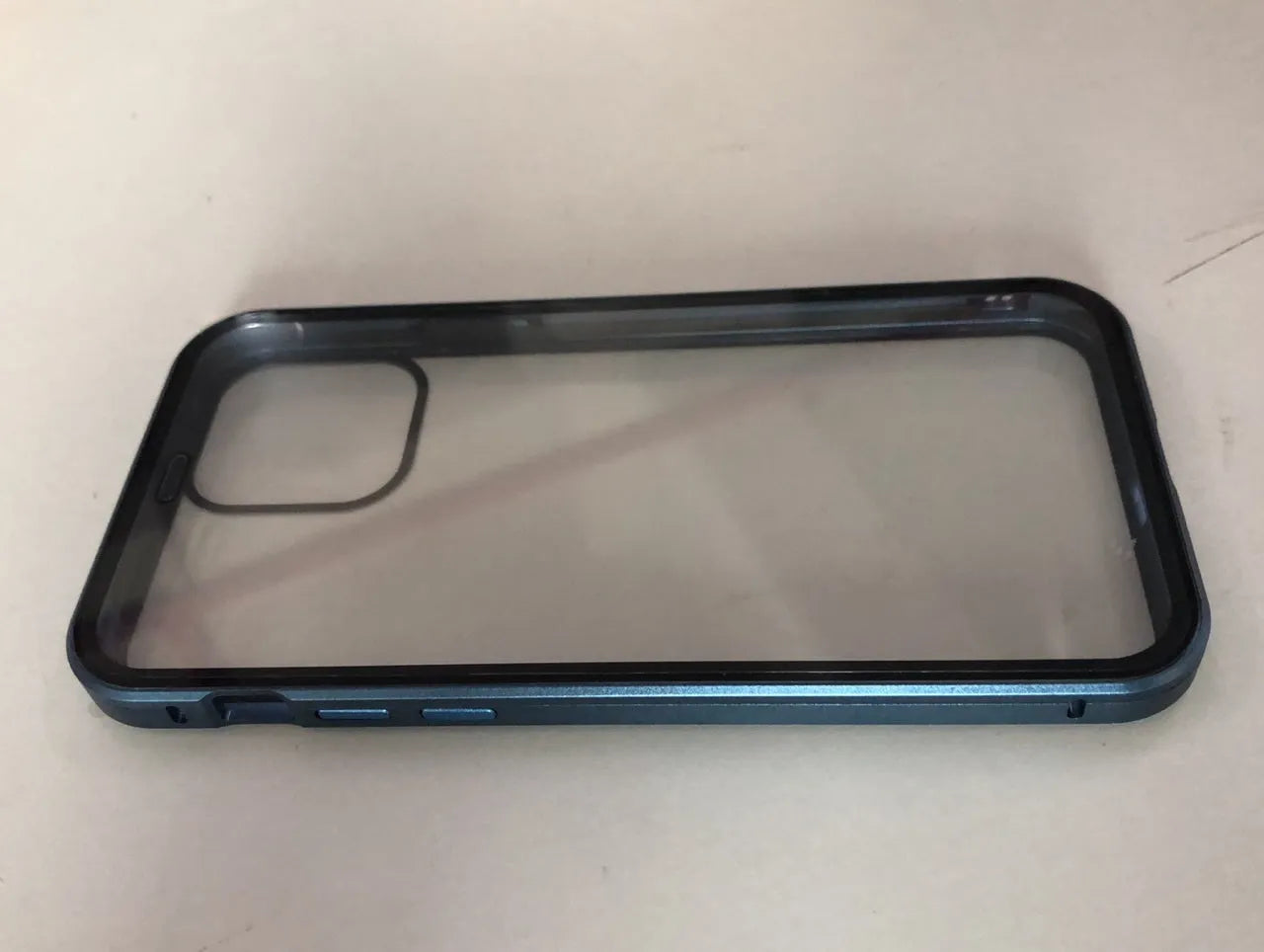 Glass clamshell anti-spy phone case for iPhone in multiple solid colours including black, blue, gold, green, red, and silver