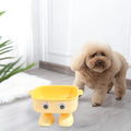 Robot-shaped elevated cat bowl with 15-degree tilt design in green colour