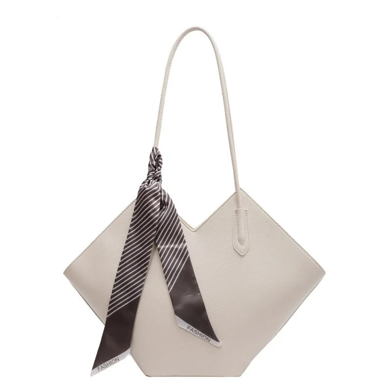 Women's black PU leather shoulder bag with 43cm width and sandwich pocket exterior design