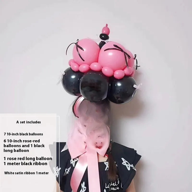 Balloon bouquet DIY kit for cake decoration with round balloons and accessories