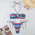 Women's halter neck bikini swimsuit in polyester with briefs style bottom