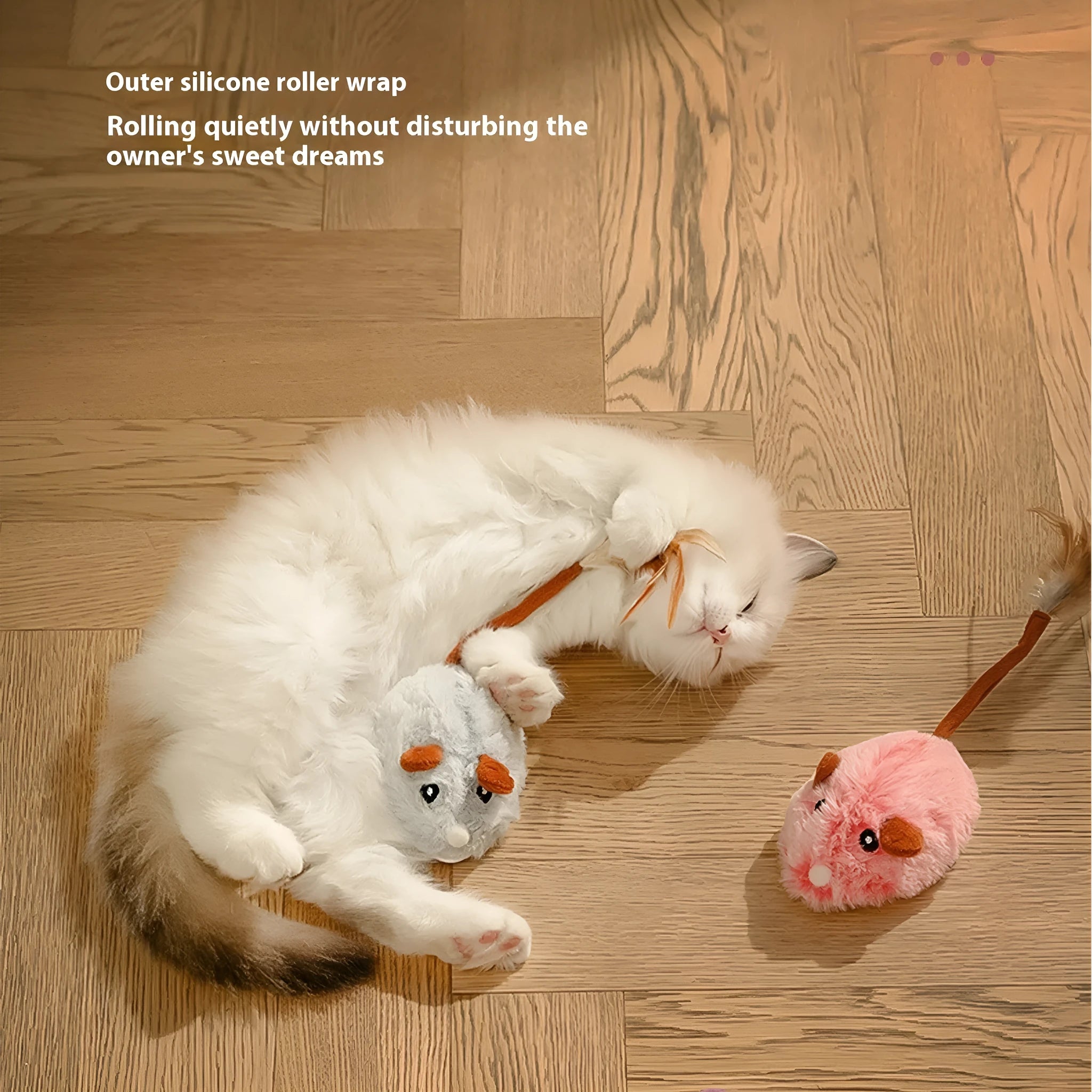 Interactive cat toy with electric moving plush mouse on pole