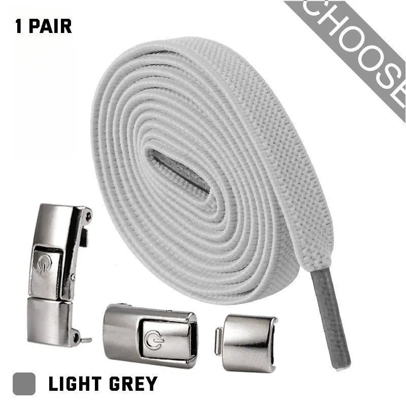 8mm wide press lock elastic shoelaces with flat profile and soft cotton construction