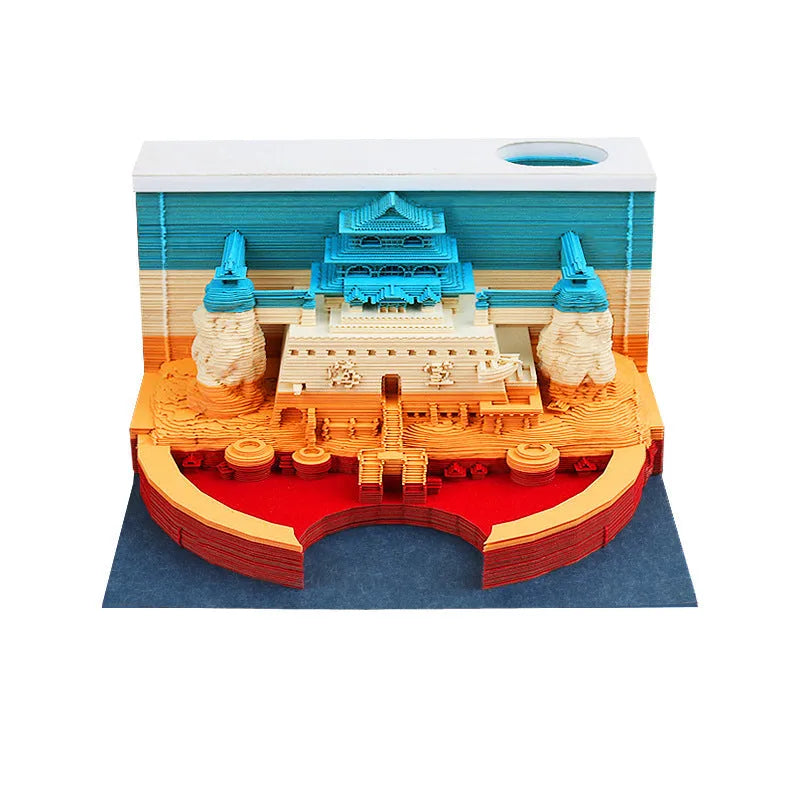 One Piece anime architecture modelling notepad with 80x45mm hand tear sticky notes showing fantasy building designs