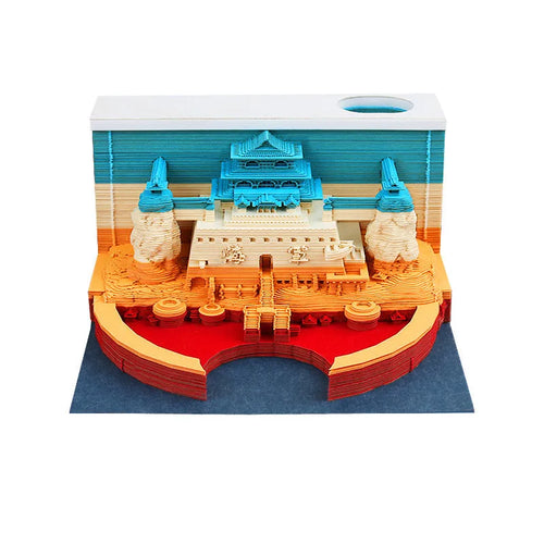 One Piece anime architecture modelling notepad with 80x45mm hand tear sticky notes showing fantasy building designs